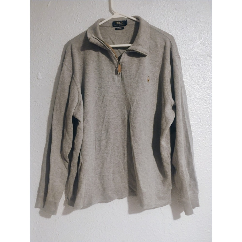Polo Ralph Lauren Estate Rib Sweater Mens Gray Quarter Zip Pullover SZ XL Dope